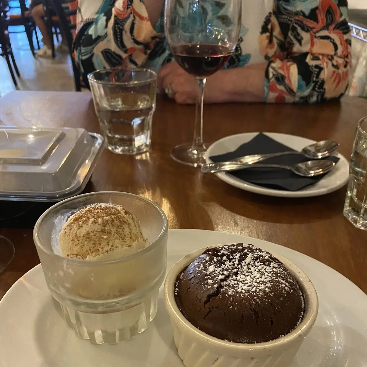 Chocolate Soufflé with Vanilla Ice Cream