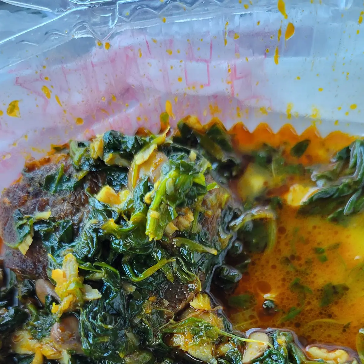 Pounded Yam Efo-Riro (Vegetable Soup)