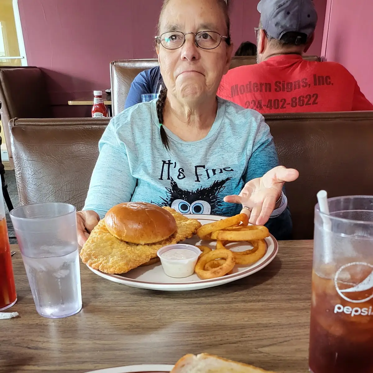 Smothered Steak Sandwich and Breaded Tenderloin