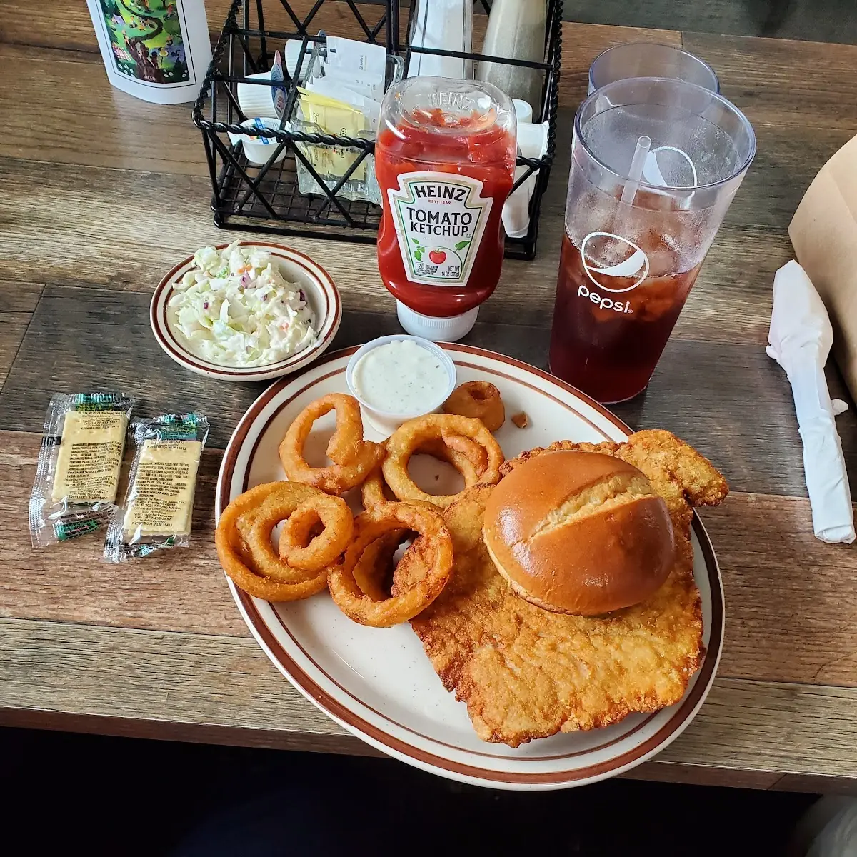 Tenderloin Sandwich and Onion Rings