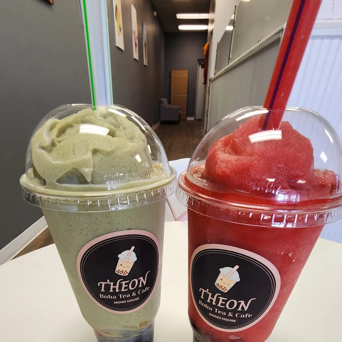 Matcha Bubble Snow and Dragon Fruit Bubble Snow