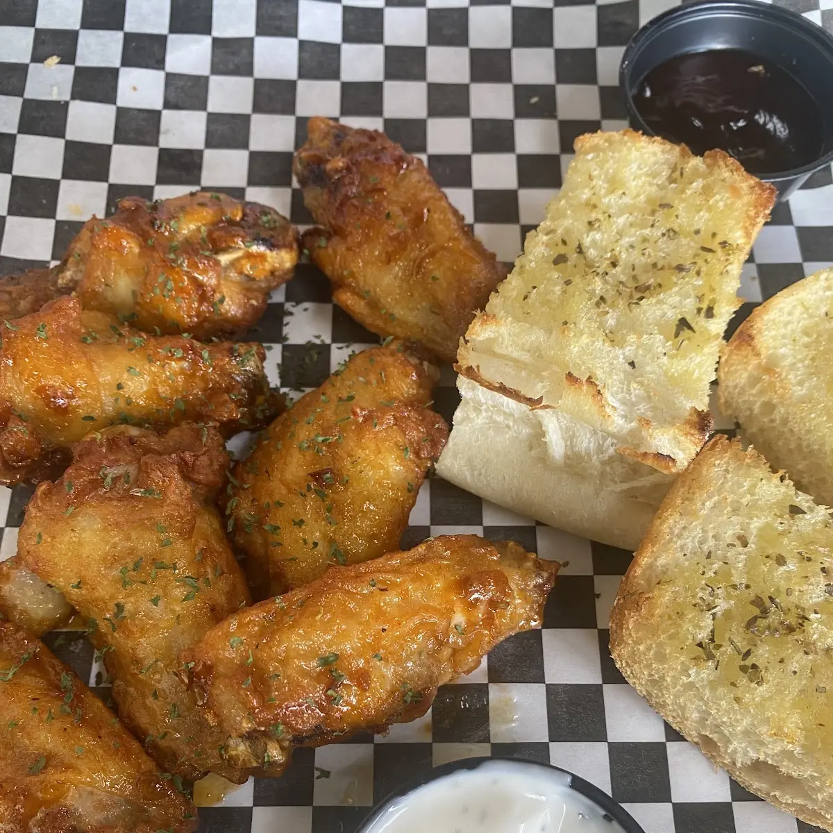 Wings and Garlic Bread