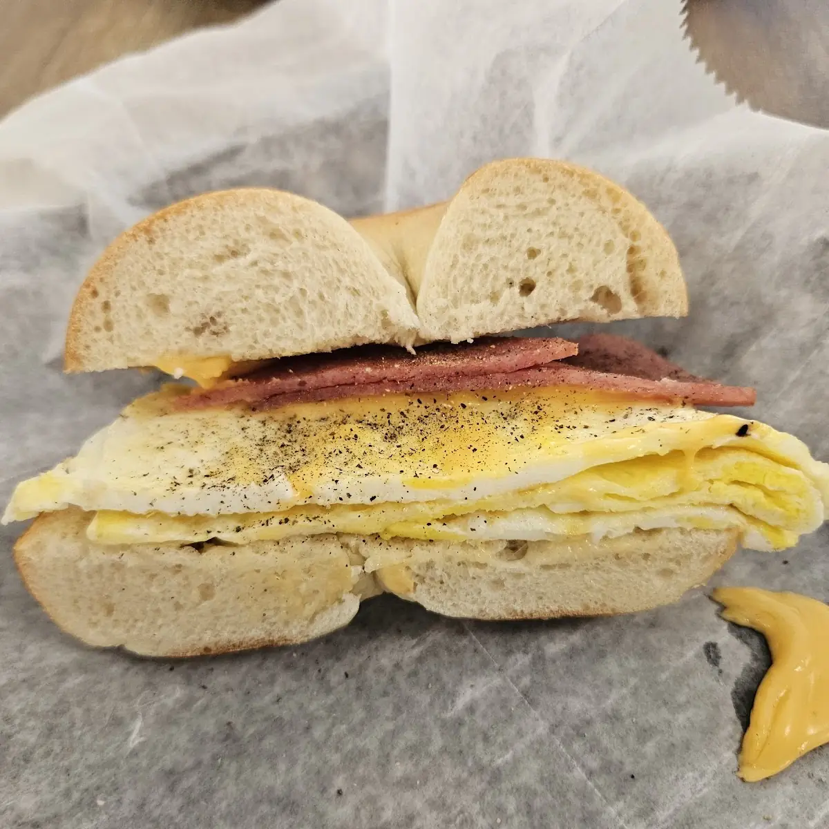 Pork Roll Egg and Cheese on Plain Bagel