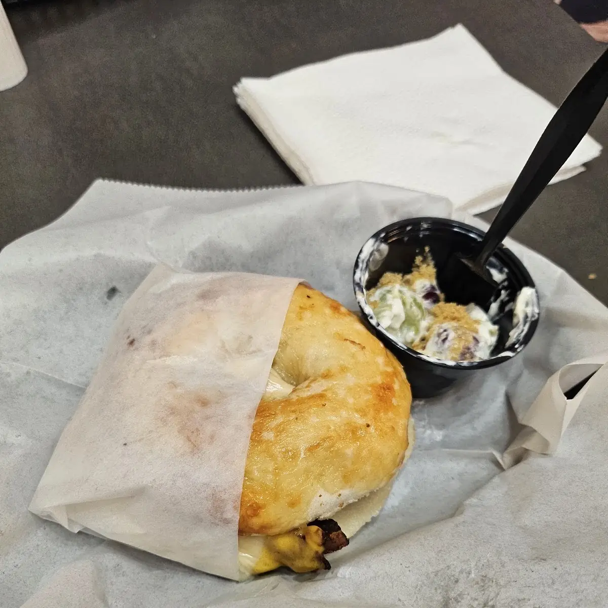 Breakfast Club on Asiago Bagel