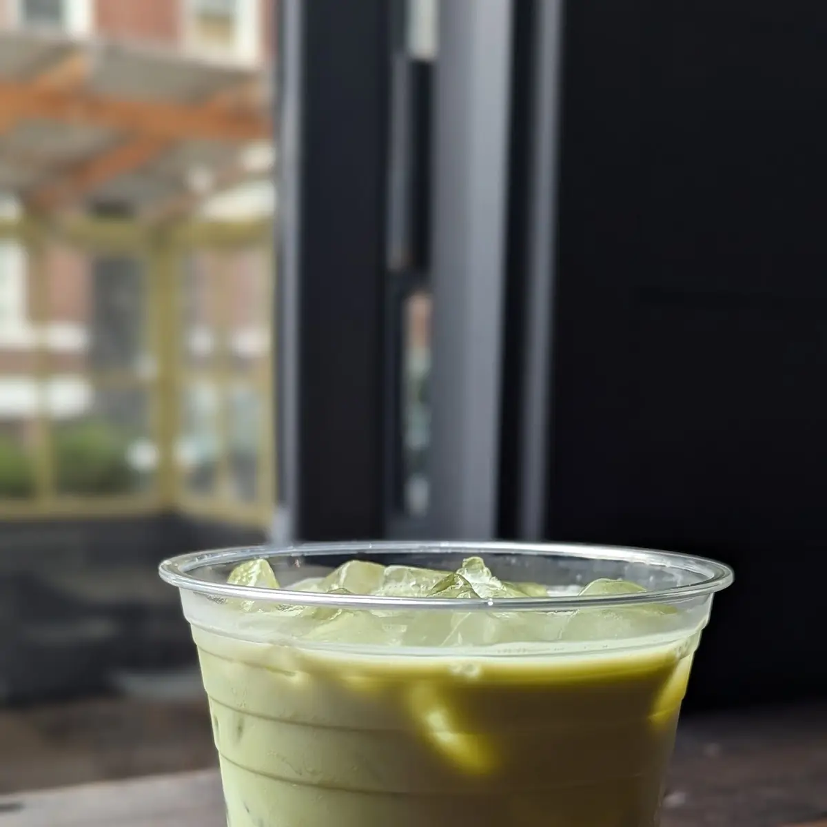 Iced Matcha Latte with Mango Puree
