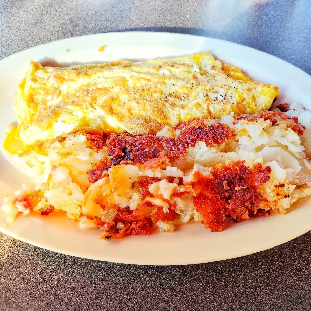Cheddar Cheese Omelette with Hash Browns