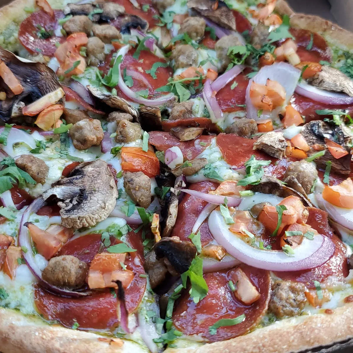 Italian Supreme Pizza with Pesto