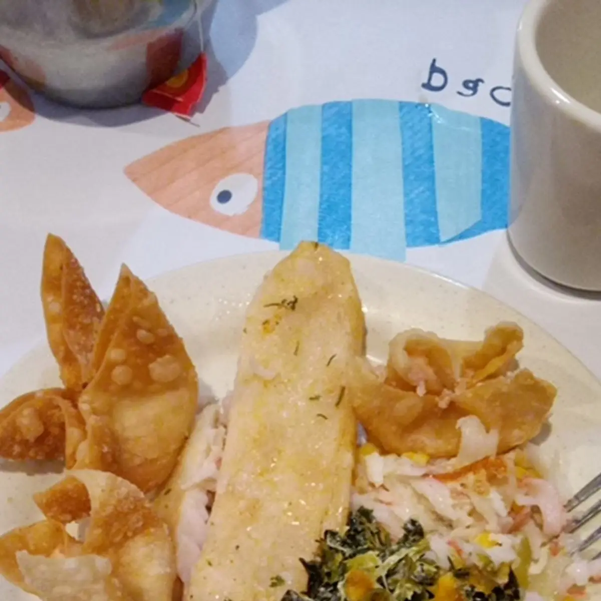 Talapia Crab Rangoon Spinach
