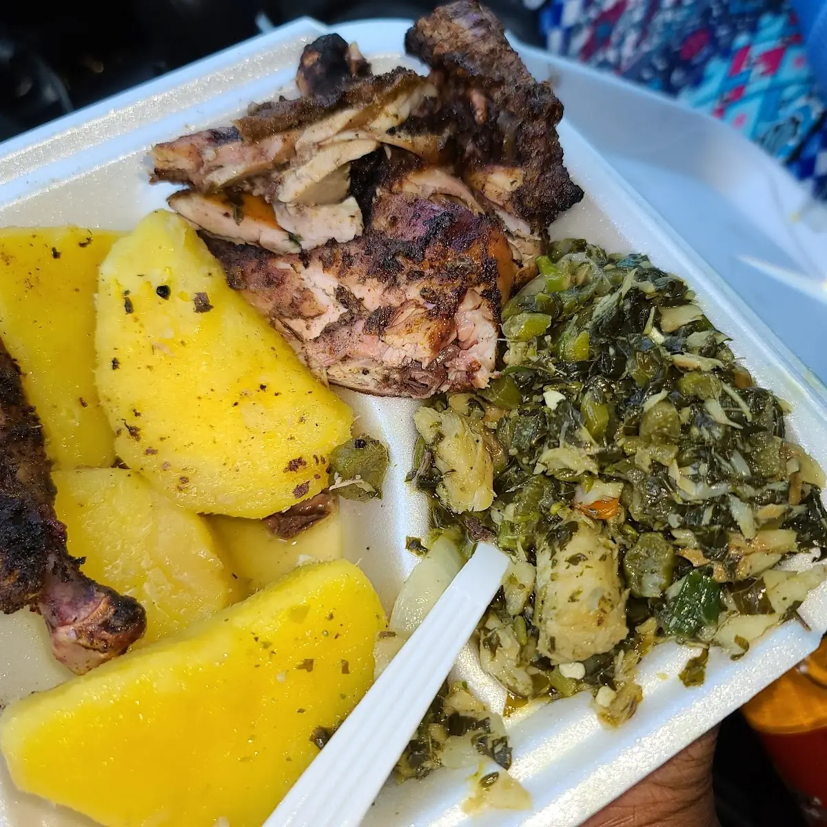 Jerk Chicken and Callaloo
