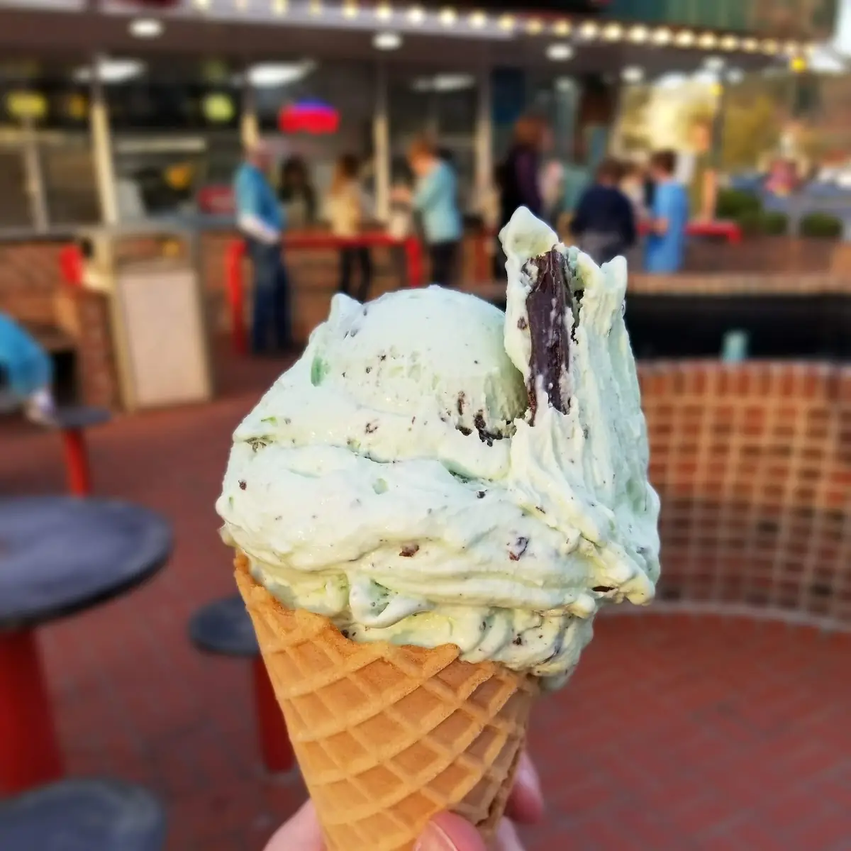 Mint Chocolate Chip in a Waffle Cone