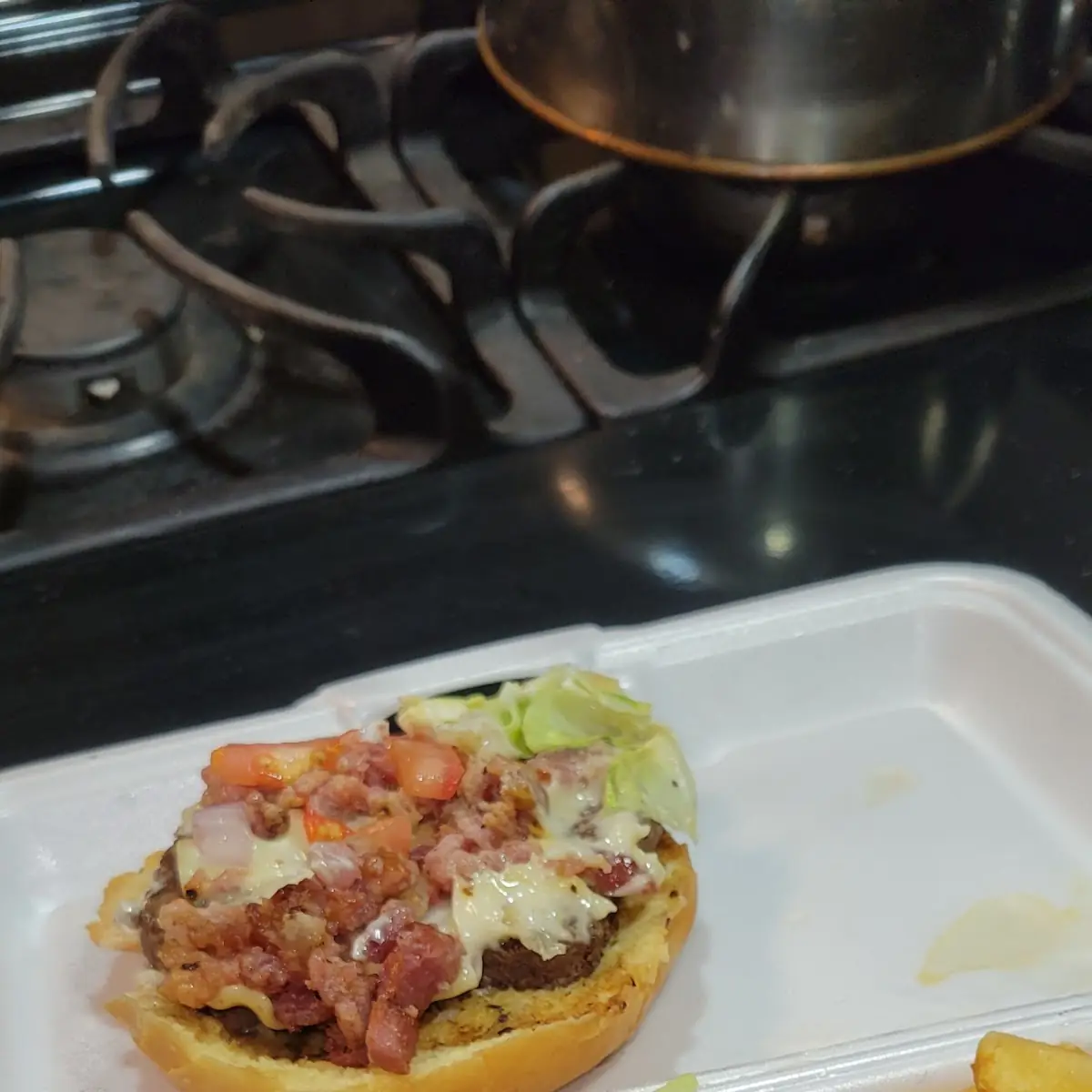 Bacon Cheese Burger and Fries