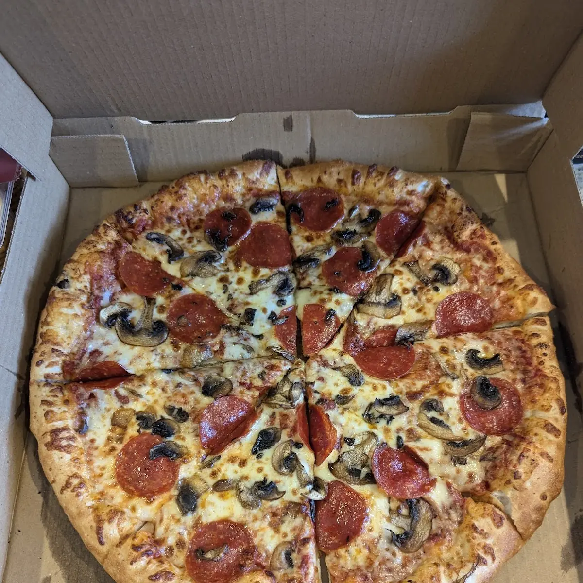 Large Pepperoni Mushroom Pizza