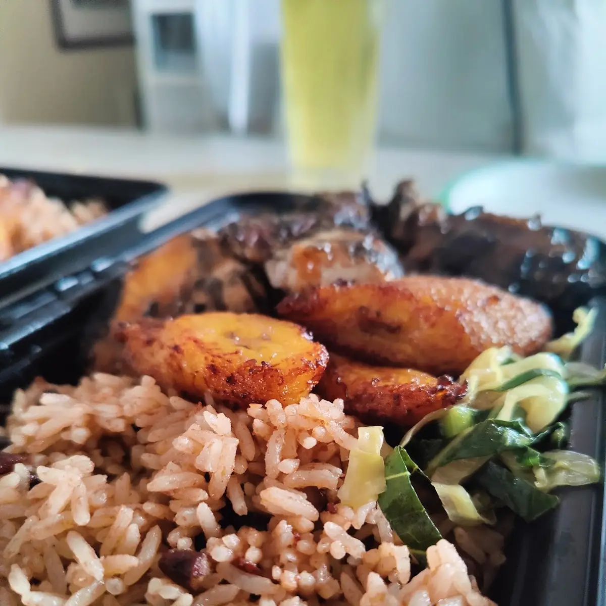 Jerk Chicken Rice Plantain Cabbage