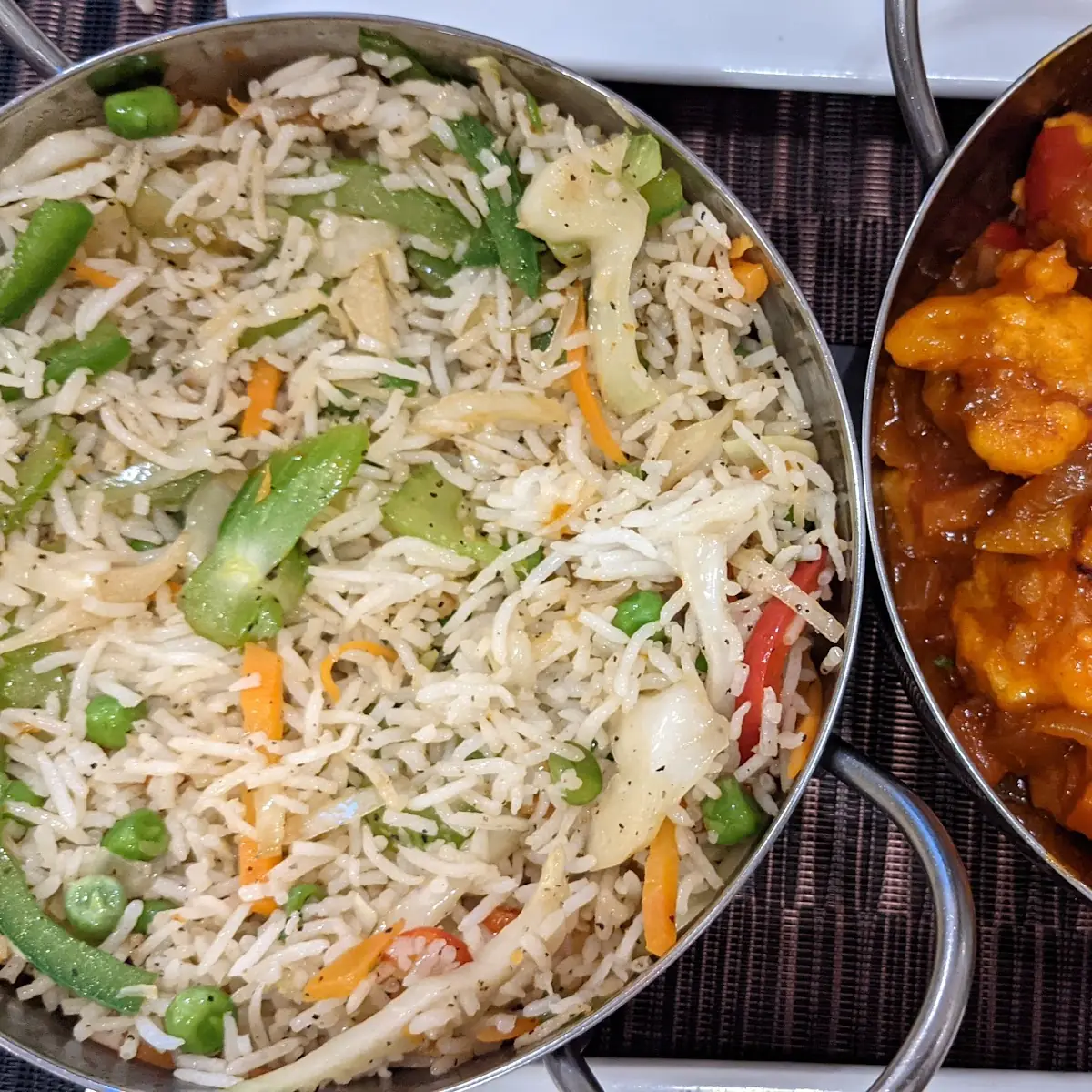 Vegetables Fried Rice and Gobi Manchurian