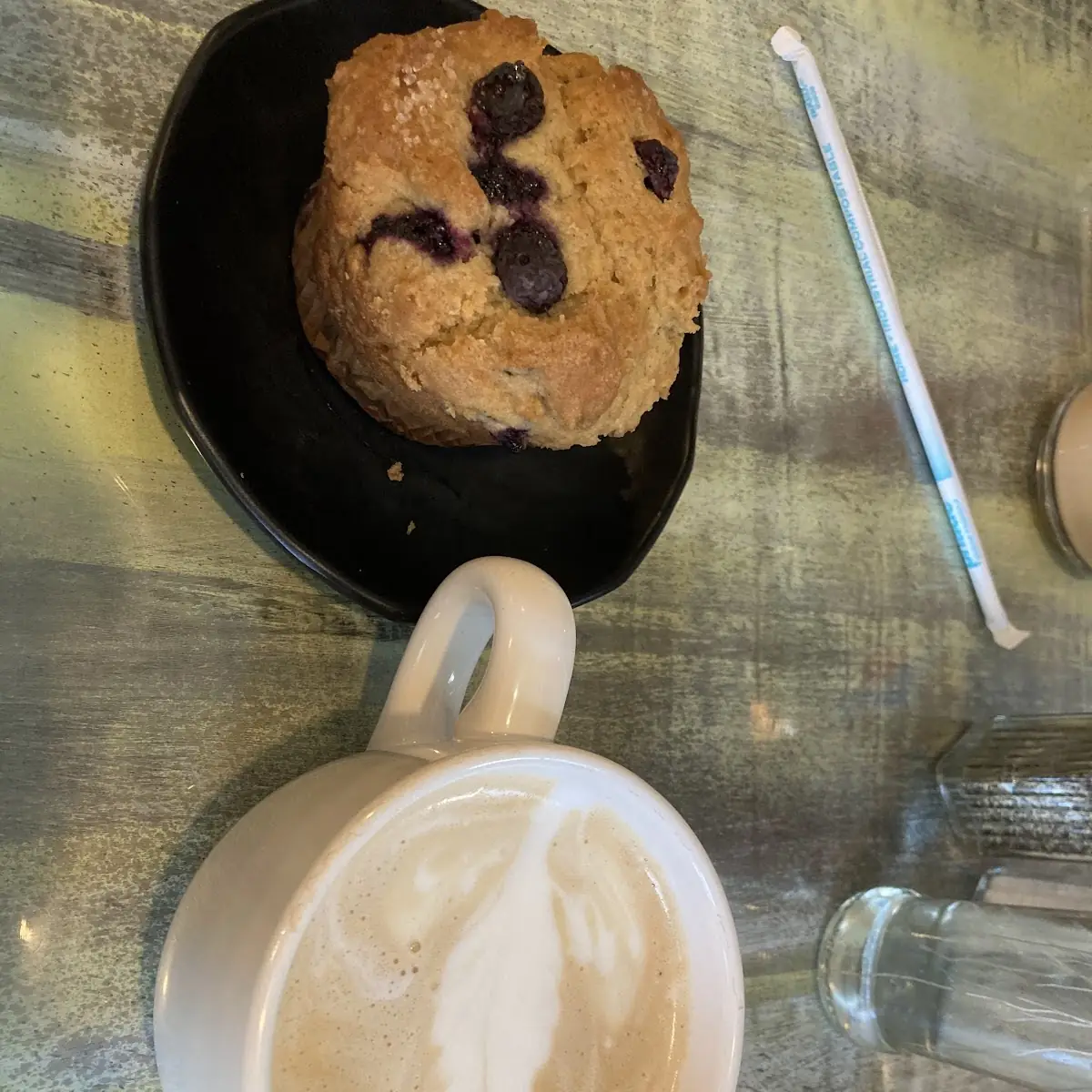 Latte and Blueberry Muffin