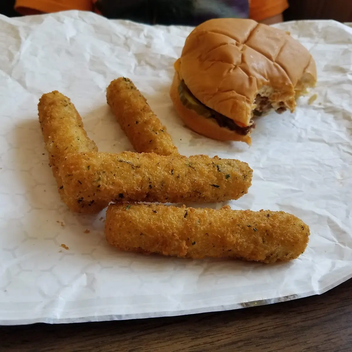 Kids Cheeseburger and Mozzarella Sticks
