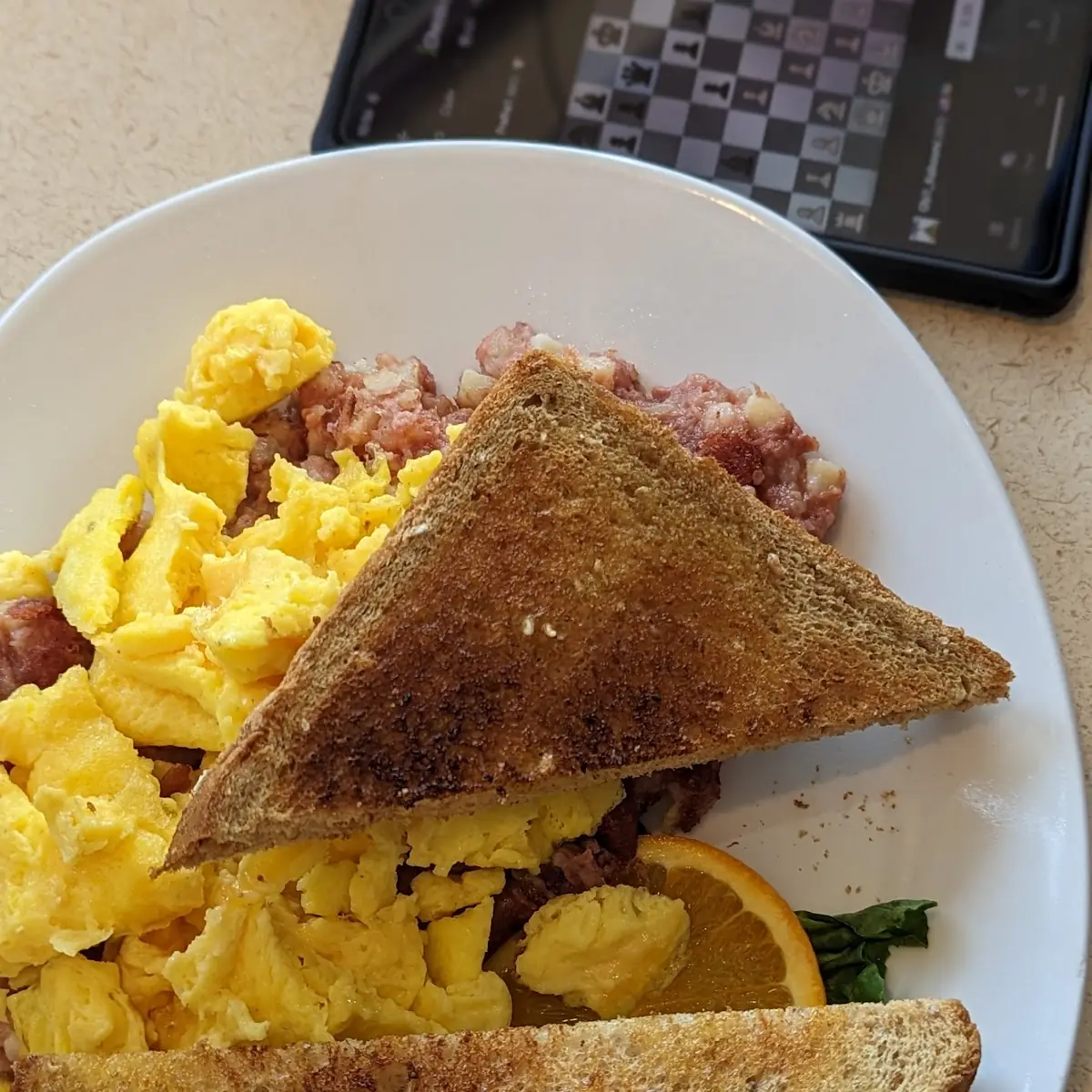 Scrambled Eggs and Wheat Toast