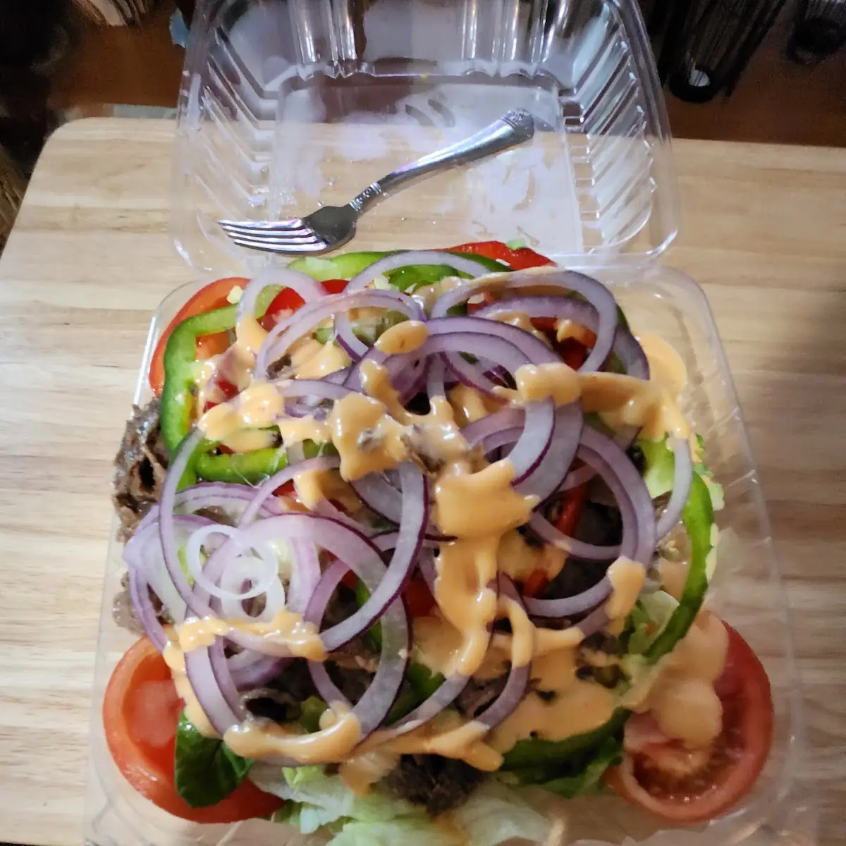 Cheesesteak Salad w Thousand Island Dressing