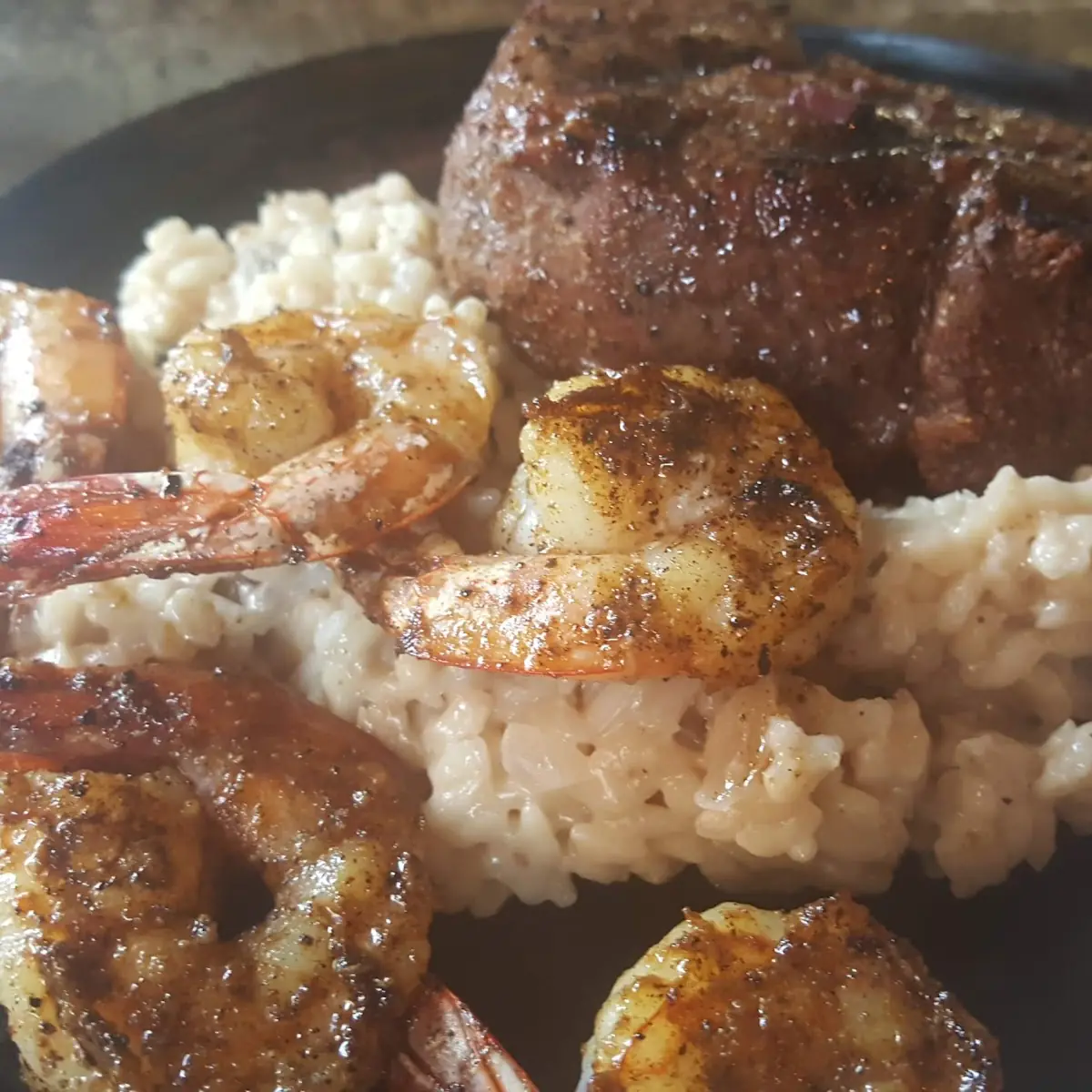 Filet Mignon and Shrimp and Risotto