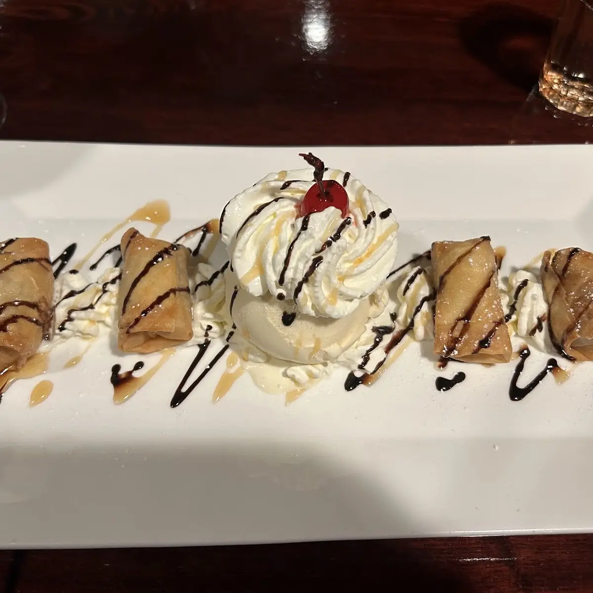 Banana Spring Rolls with Vanilla Ice Cream