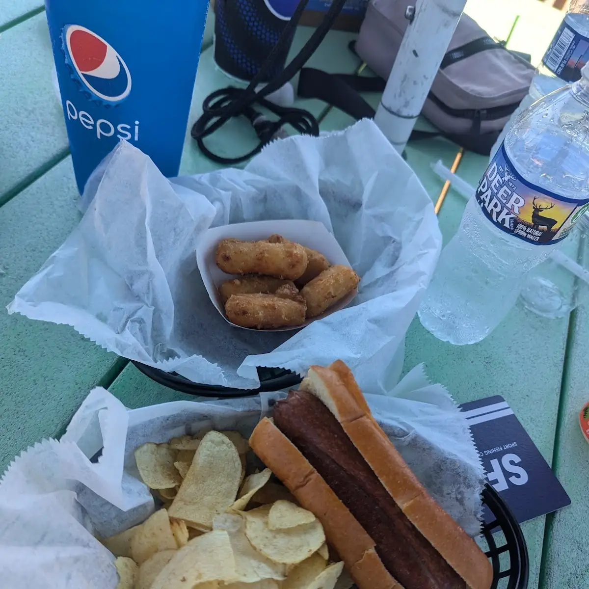 Hot Dog and Fried Macaroni and Cheese Bites