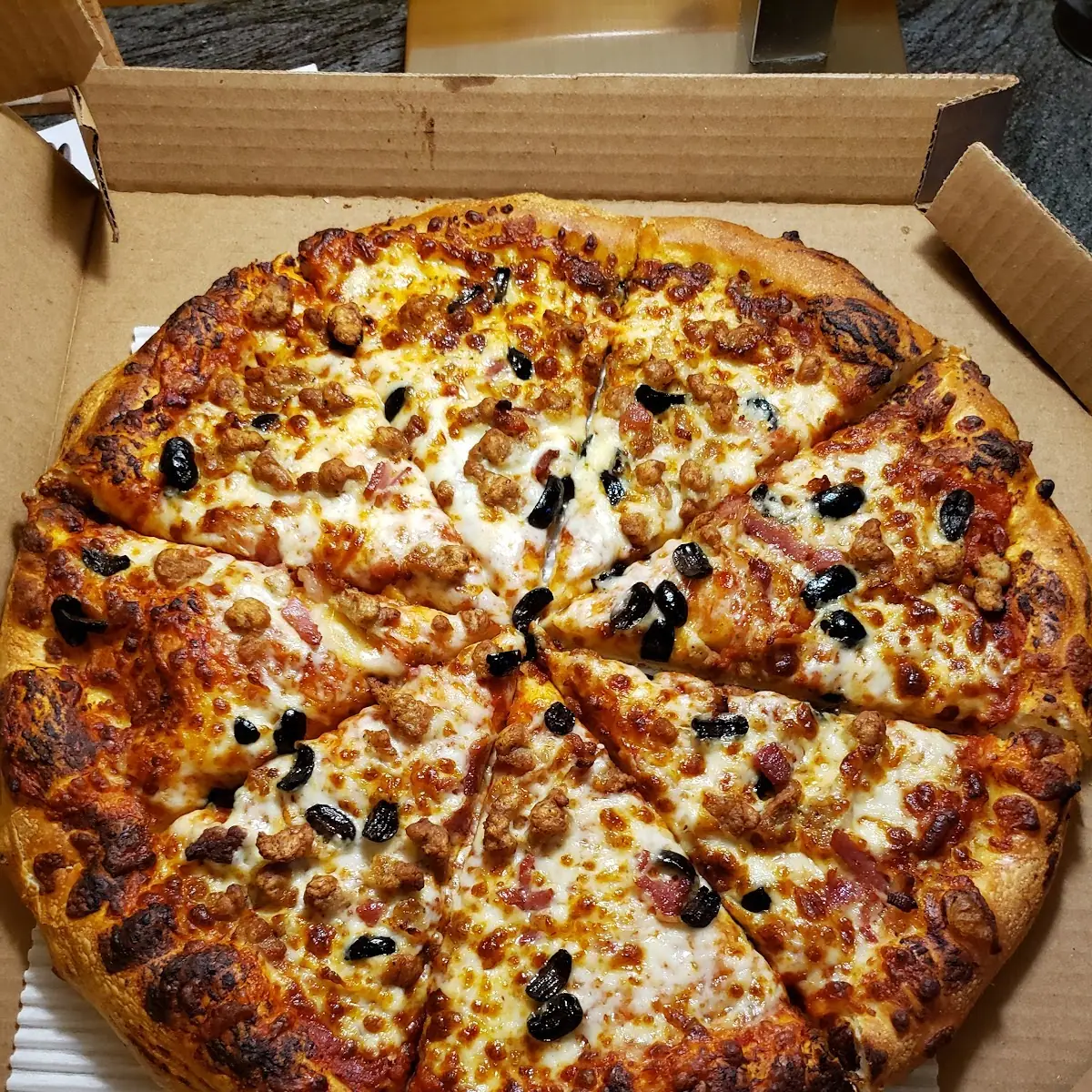 Bacon Sausage Black Olives