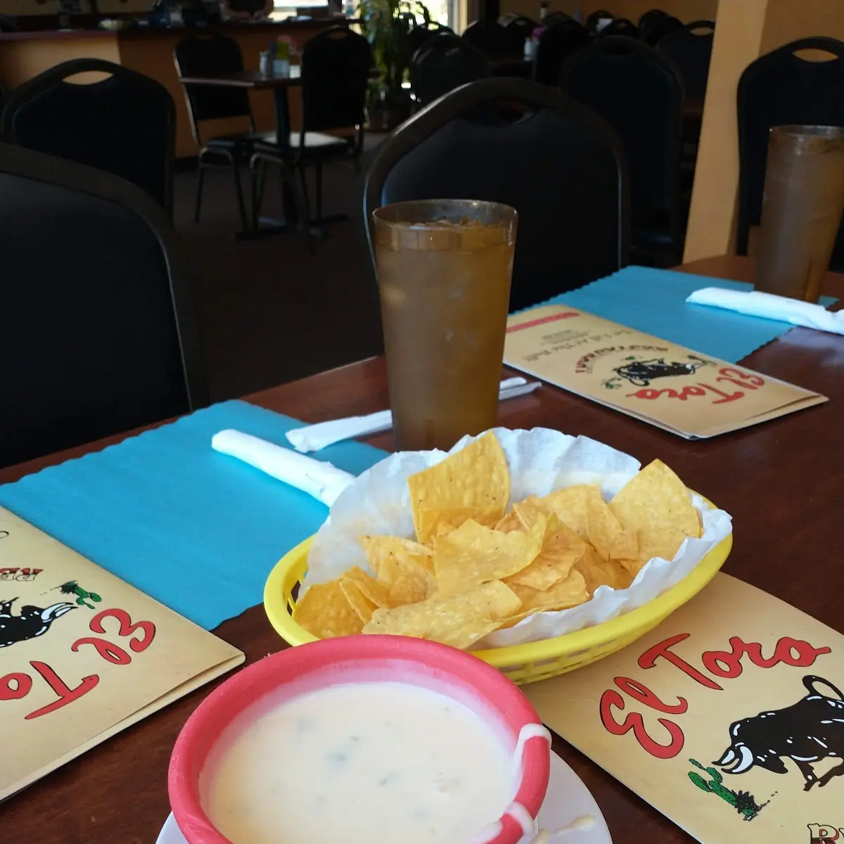 White Queso Dip and Chips and Salsa