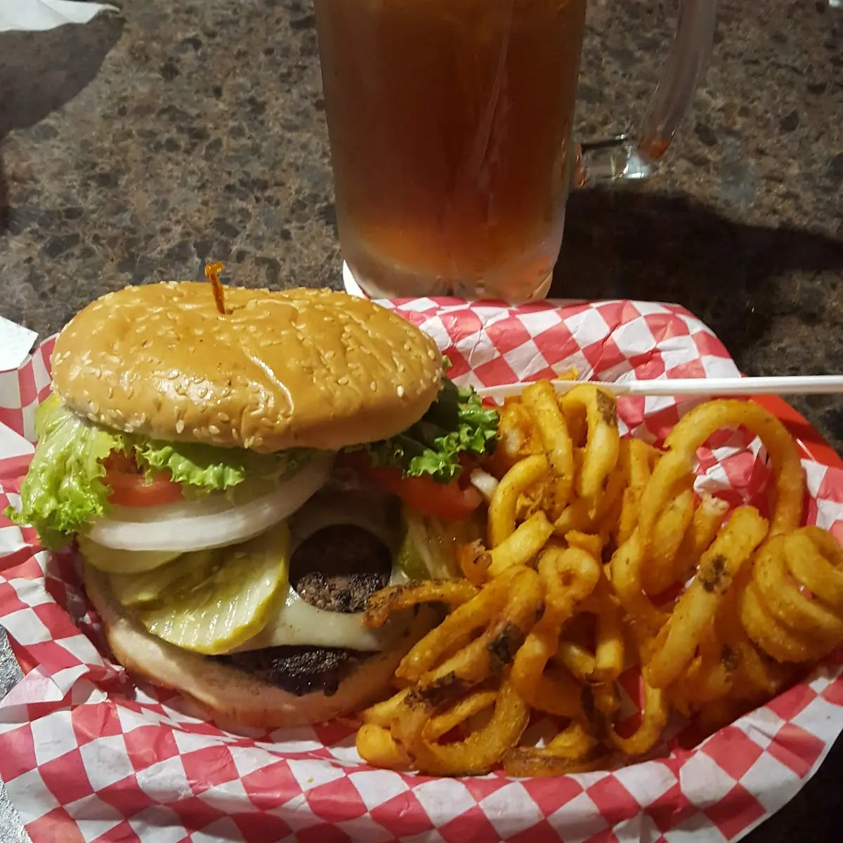 Angus Burger with Curly Fries