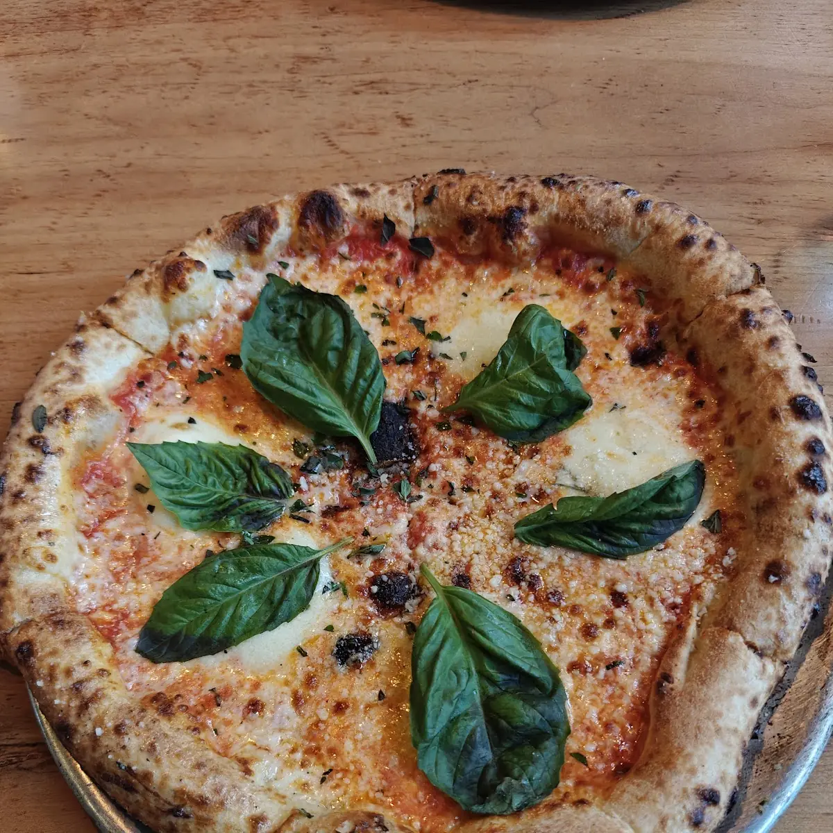 Margherita Pizza with Basil Leaves