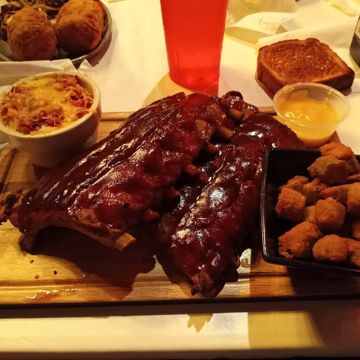 Full Rack of Ribs Loaded Mashed Potatoes Okra
