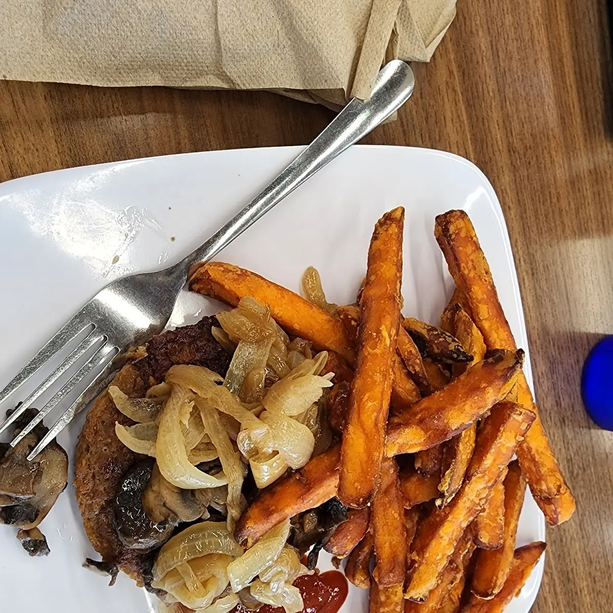 Beyond Burger with Sweet Potato Fries