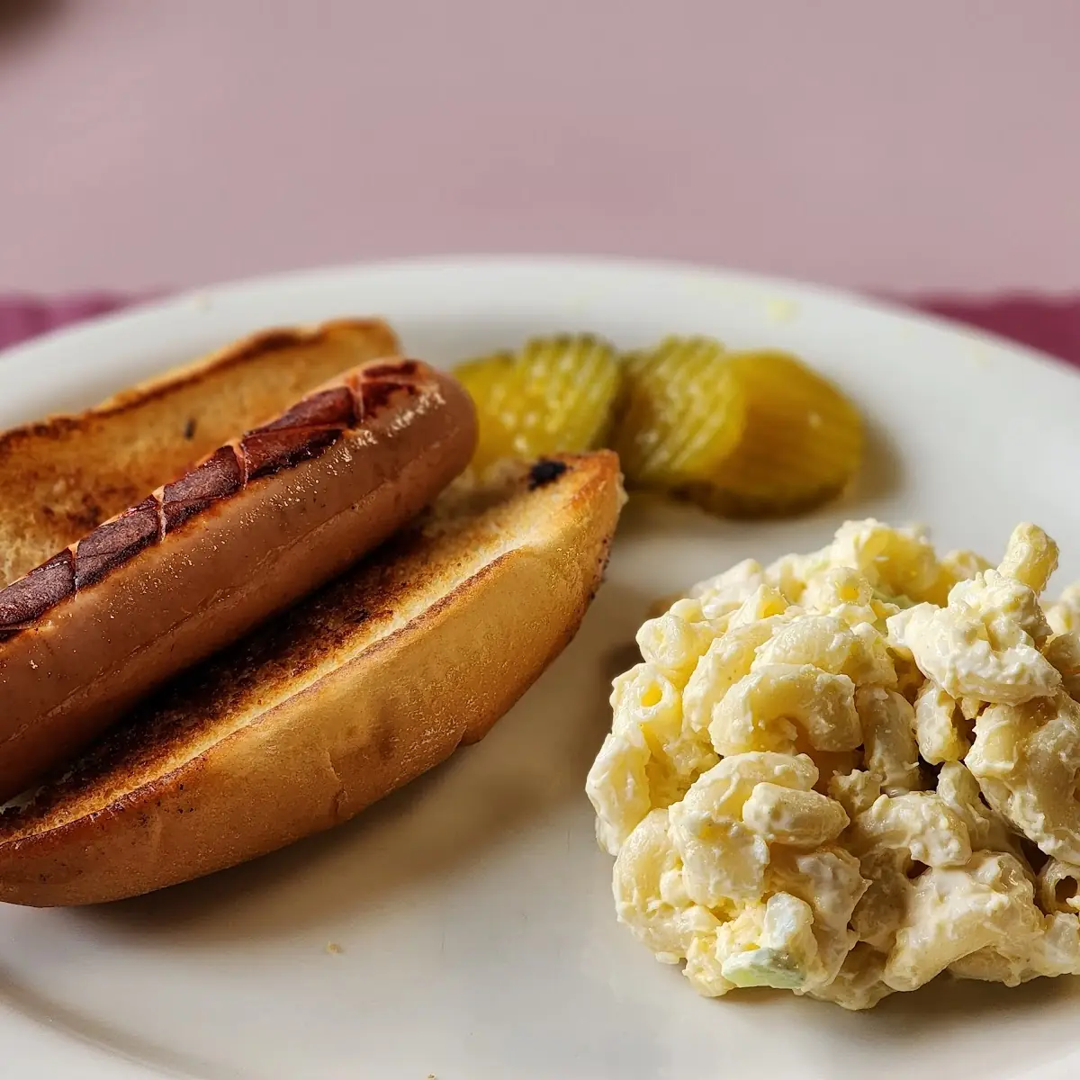 Hot Dog with Macaroni Salad