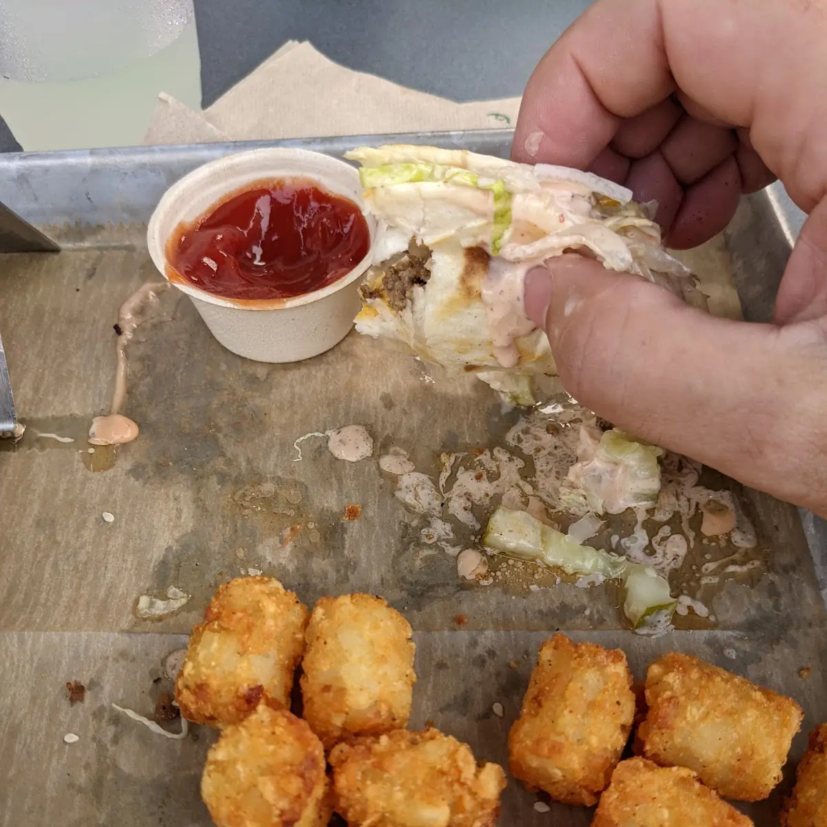 American Cheeseburger Taco & Tater Tots