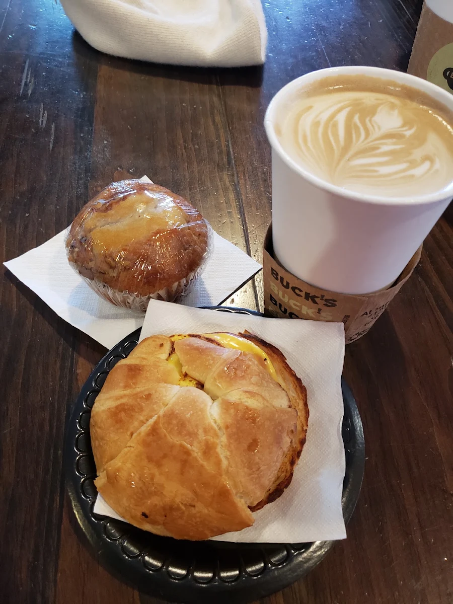 Banana Nut Muffin Ham Egg and Cheese Croissant Mocha