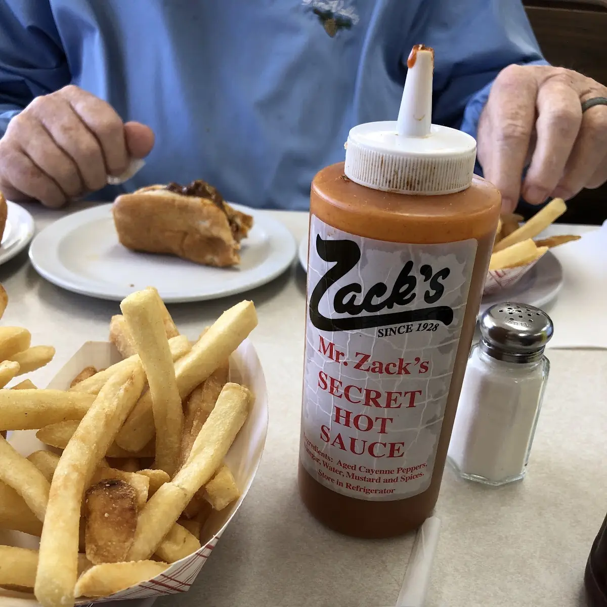 Fries with Zack's Famous Hot Sauce