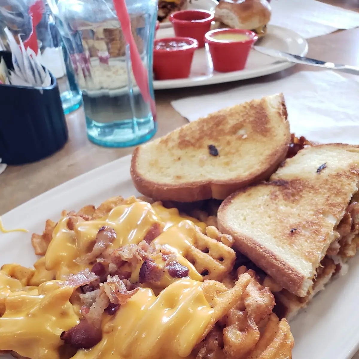 Honey BBQ Chicken Melt with Loaded Fries