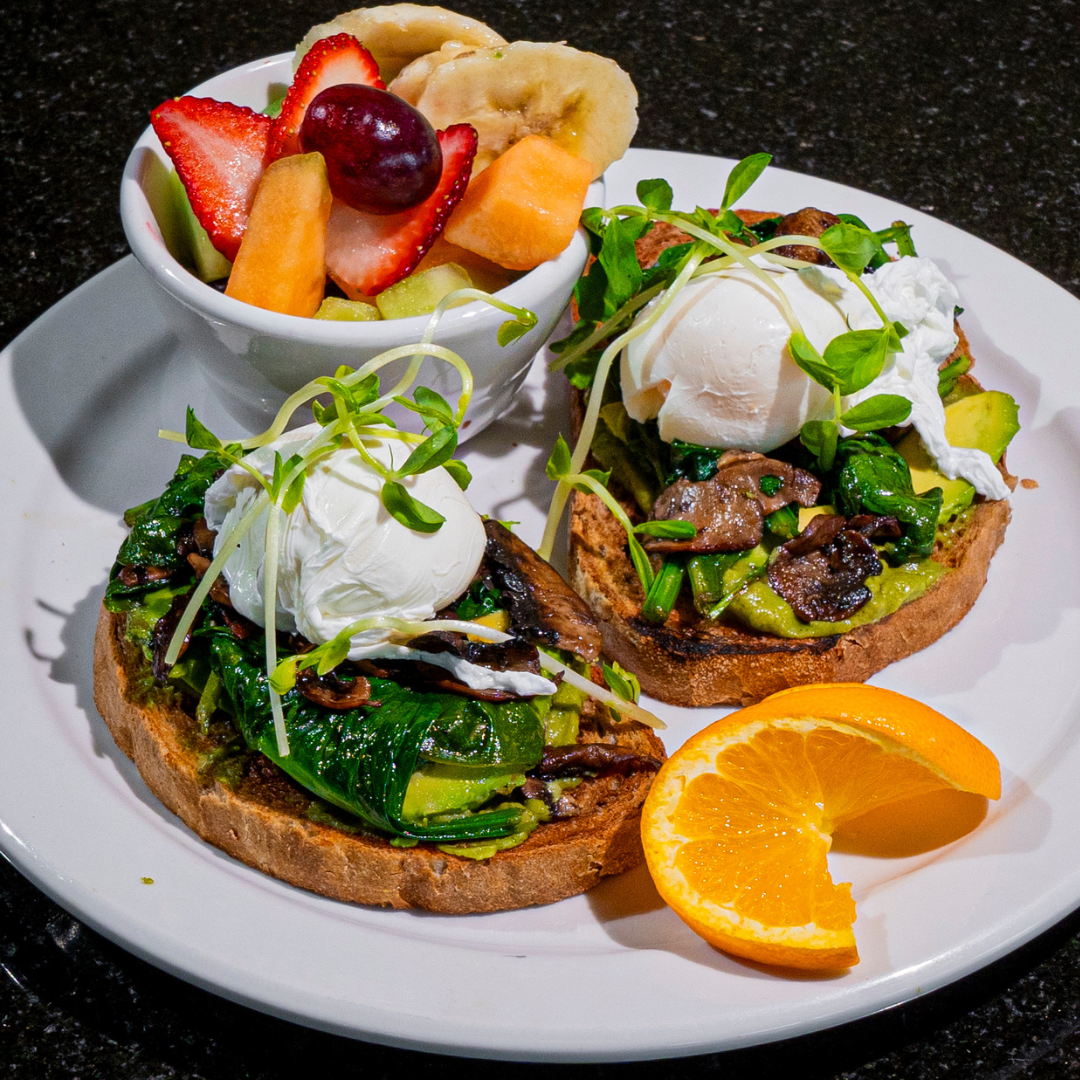 Spinach Mushroom Truffle Avocado Toast, SymposiumCafeRestaurant Bolton