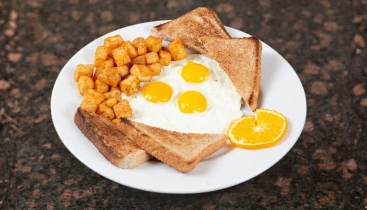 Three Eggs Breakfast Potatoes Toast & Bacon, SymposiumCafeRestaurant Bolton