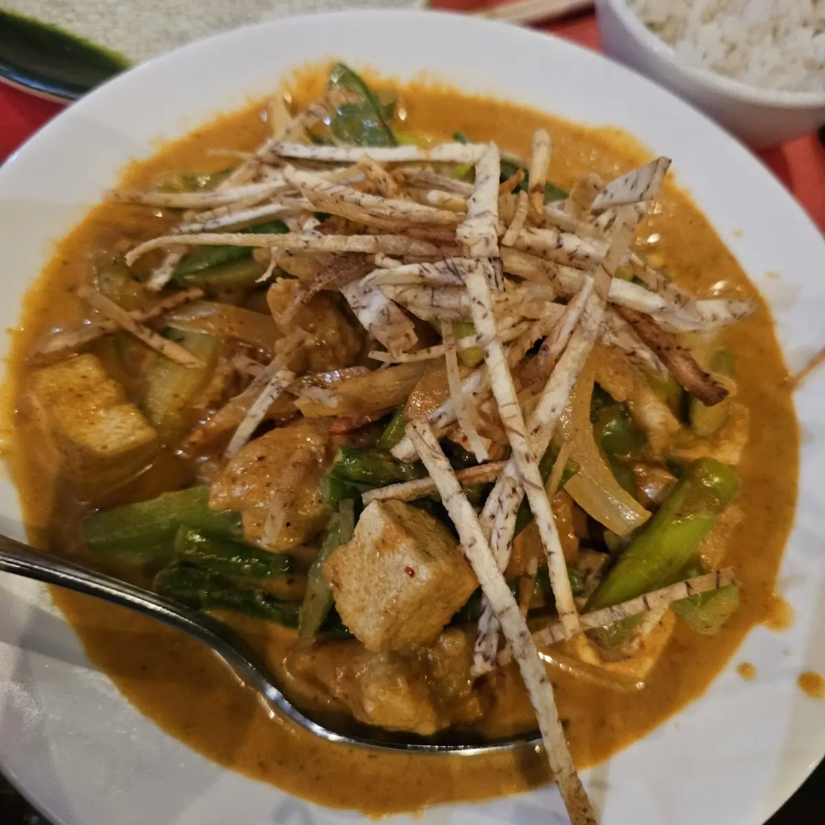 Red Curry with Vegetables and Rice