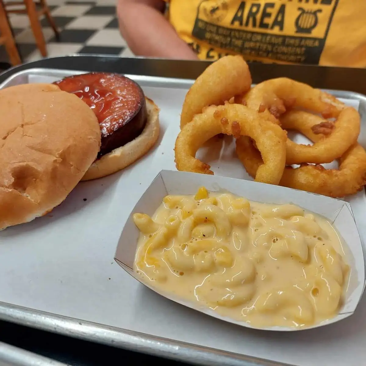 Bologna Sandwich Onion Rings & Mac 'N Cheese