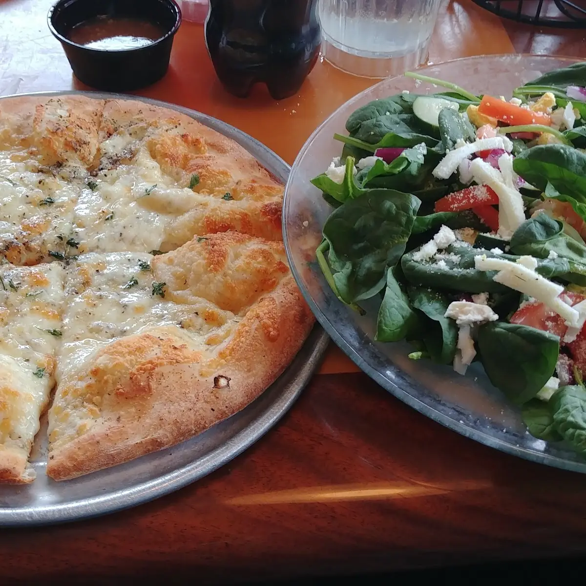 Blanco Pizza and Spinach Salad