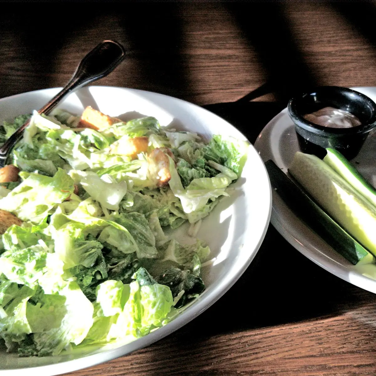 Caesar Salad and Korean BBQ Wings