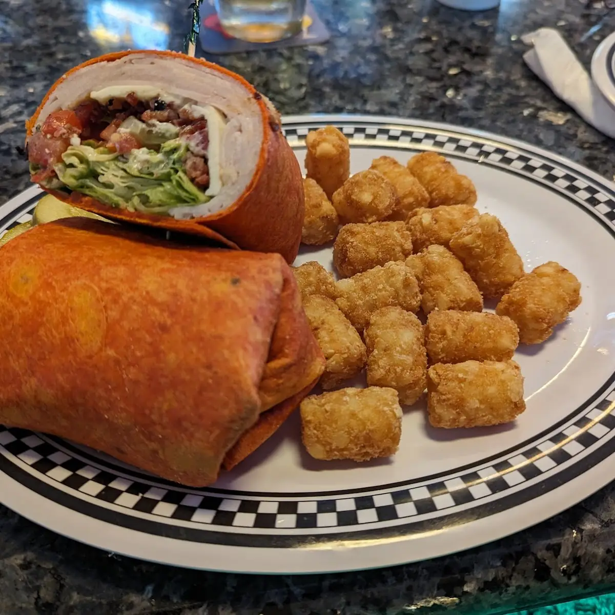 Turkey Wrap with Avocado and Tater Tots