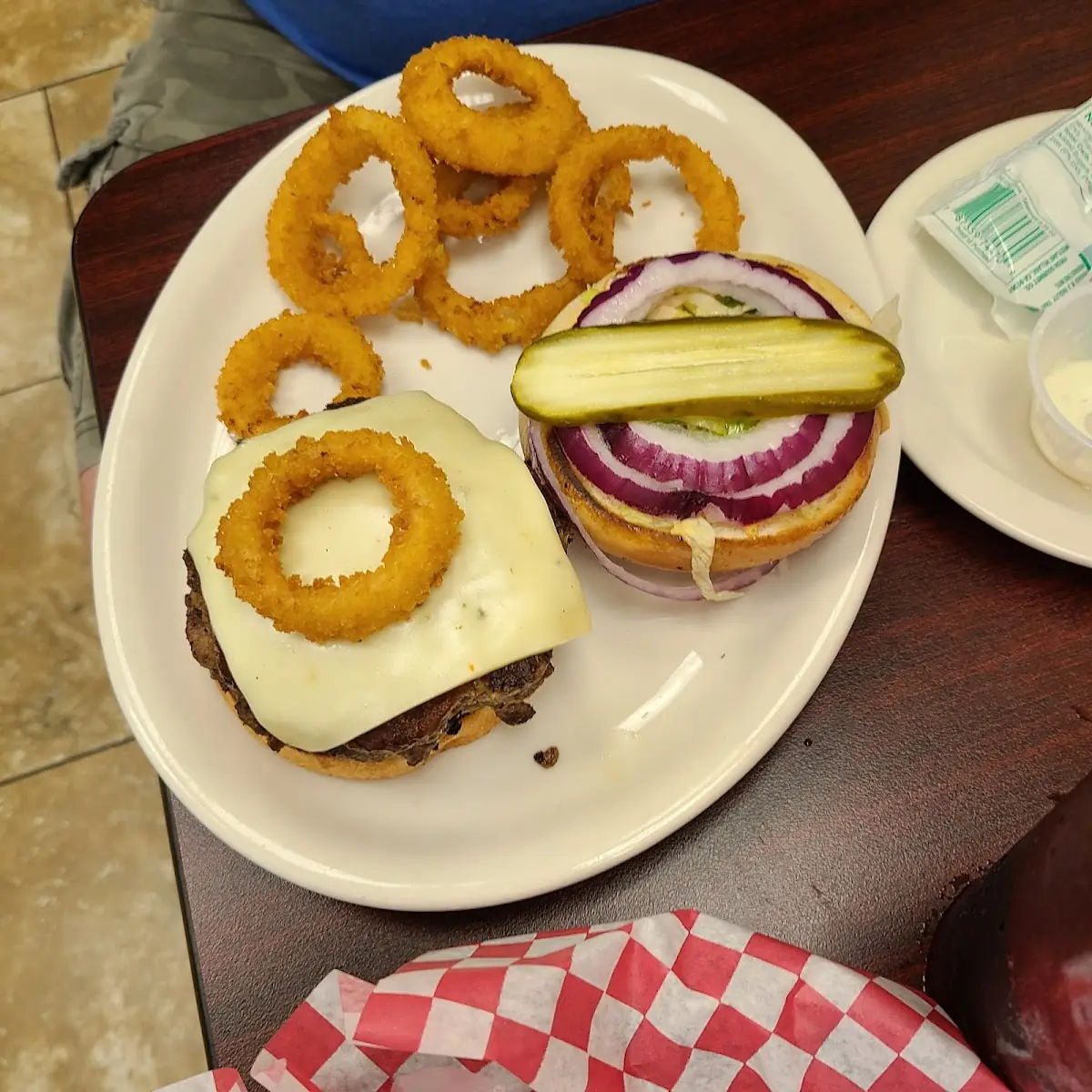 Cowboy Burger and Onion Rings