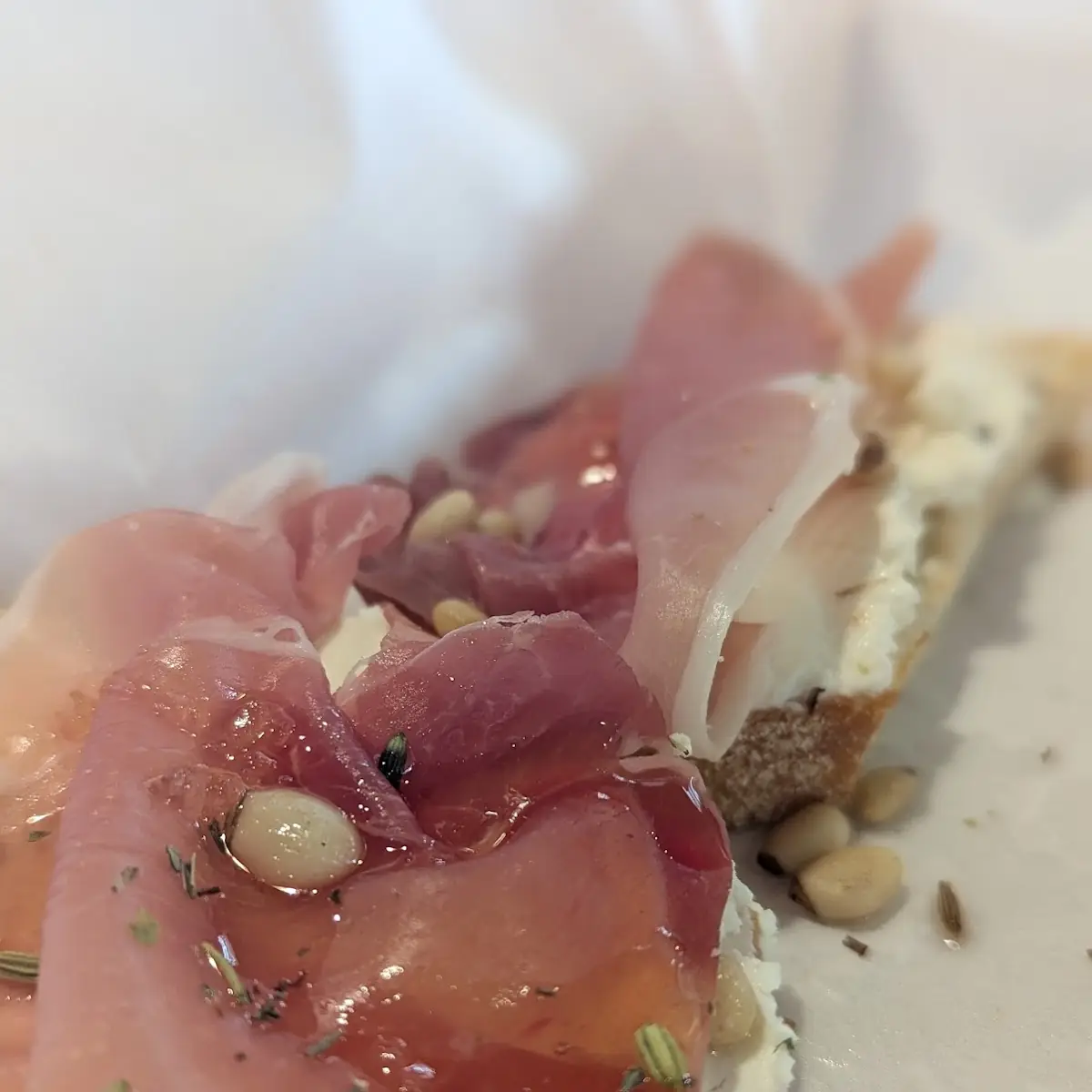 Prosciutto's and Goat Cheese on Ciabatta Bread