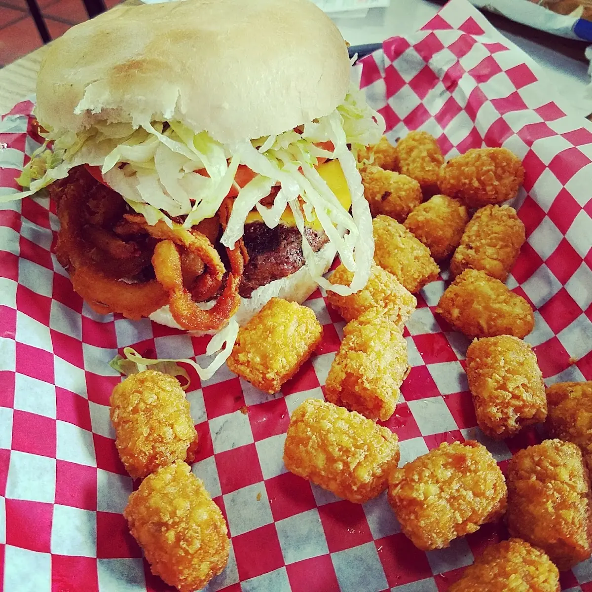 Bacon Cheeseburger with Onion Straws