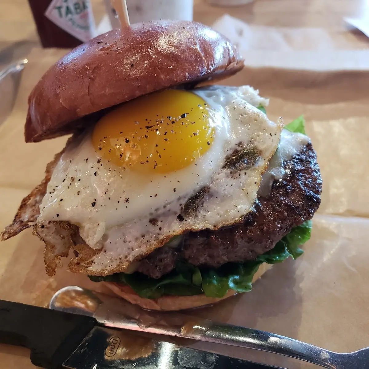 Bison Burger with over Easy Egg