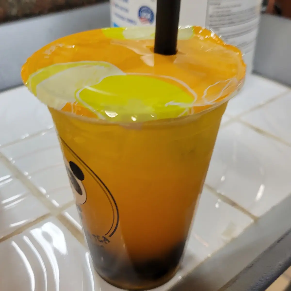 Peach Green Tea with Boba