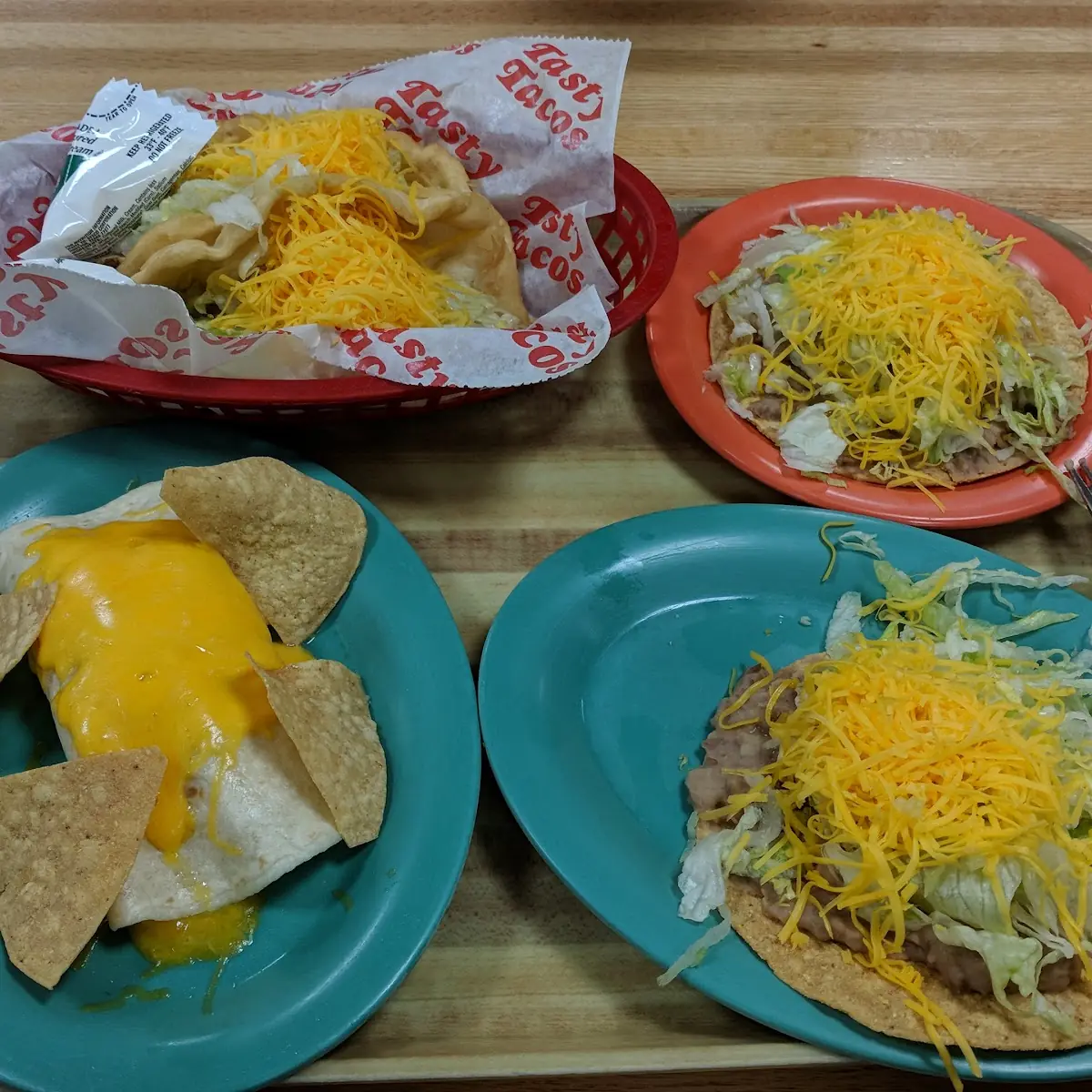 Chicken Tacos Chicken Burrito Corn Tostada