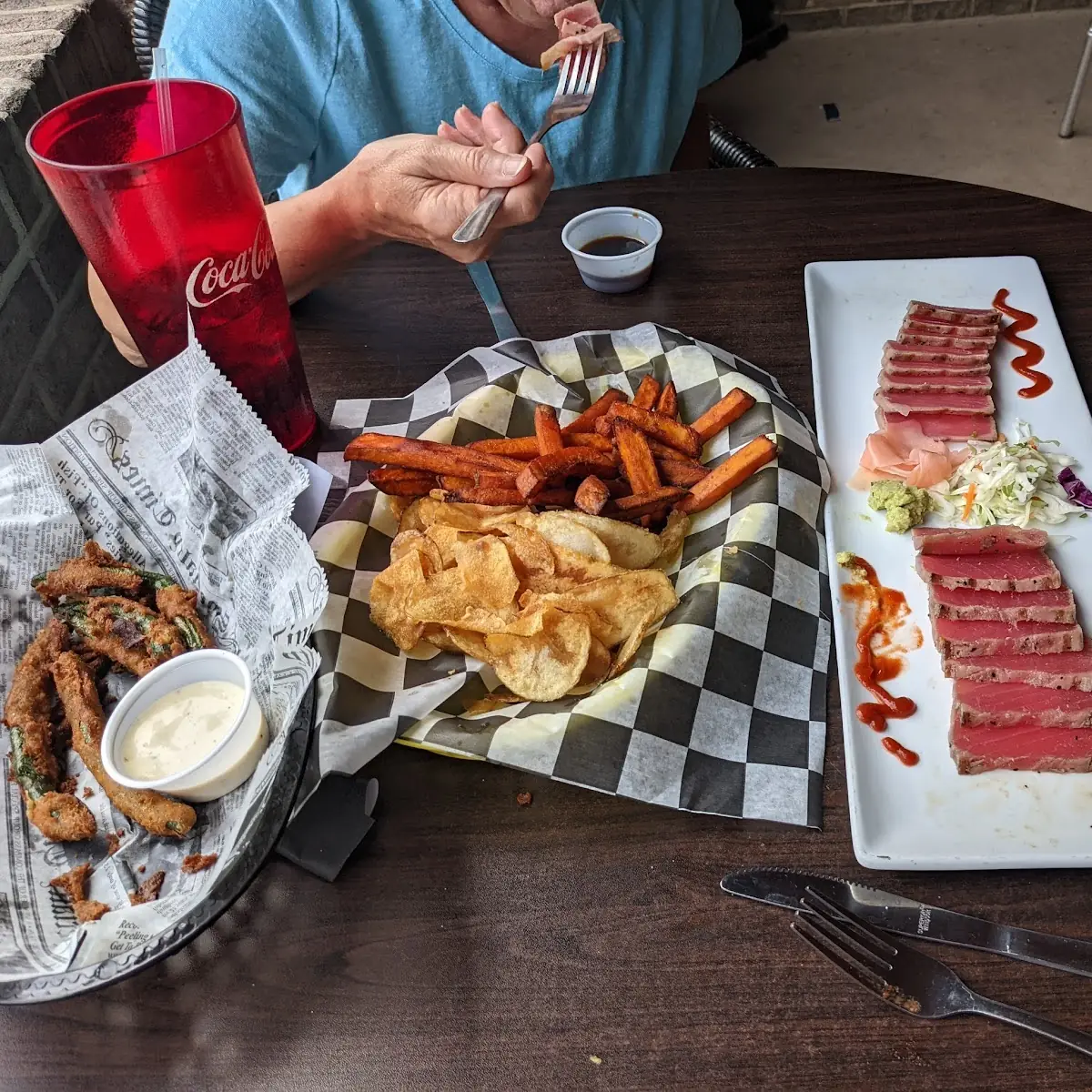 Sweet Potato Fries Seared Ahi Tuna